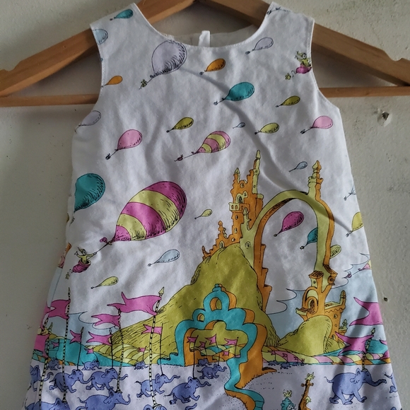 Dr. Seuss White and Blue Baby Dress. - Picture 1 of 7